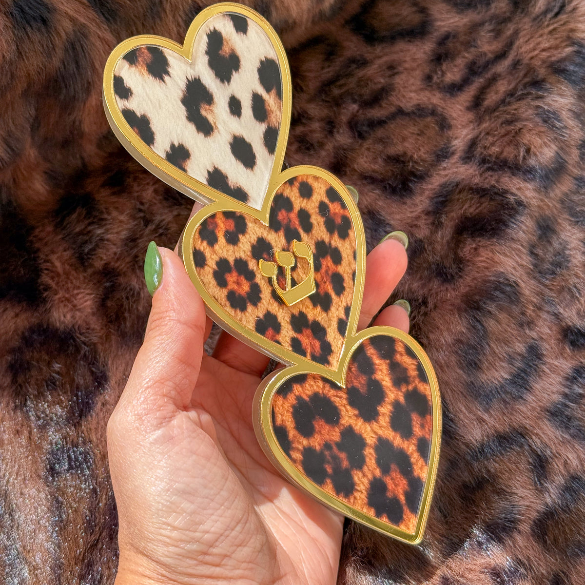 Cheetah Hearts Mezuzah