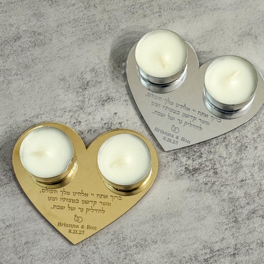 Personalized Heart Shabbat Candles