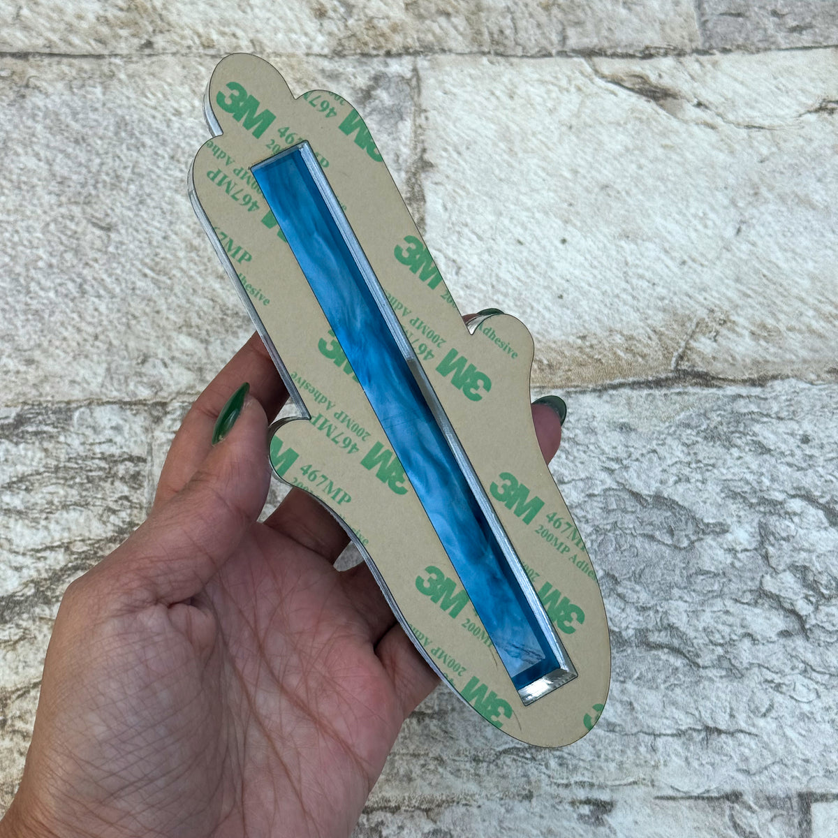 Blue Pearl Hamsa Mezuzah