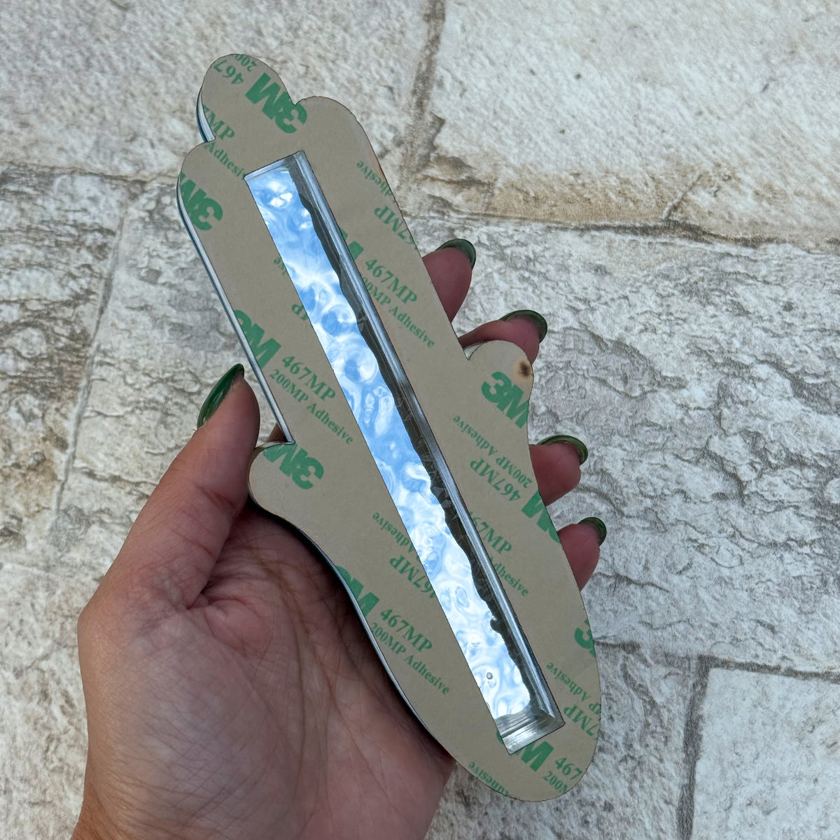 Silver Crackle Hamsa Mezuzah