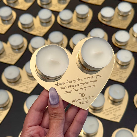 Personalized Heart Shabbat Candles