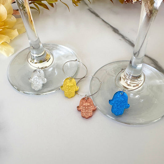 Hamsa Wine Charms (Set of 4)