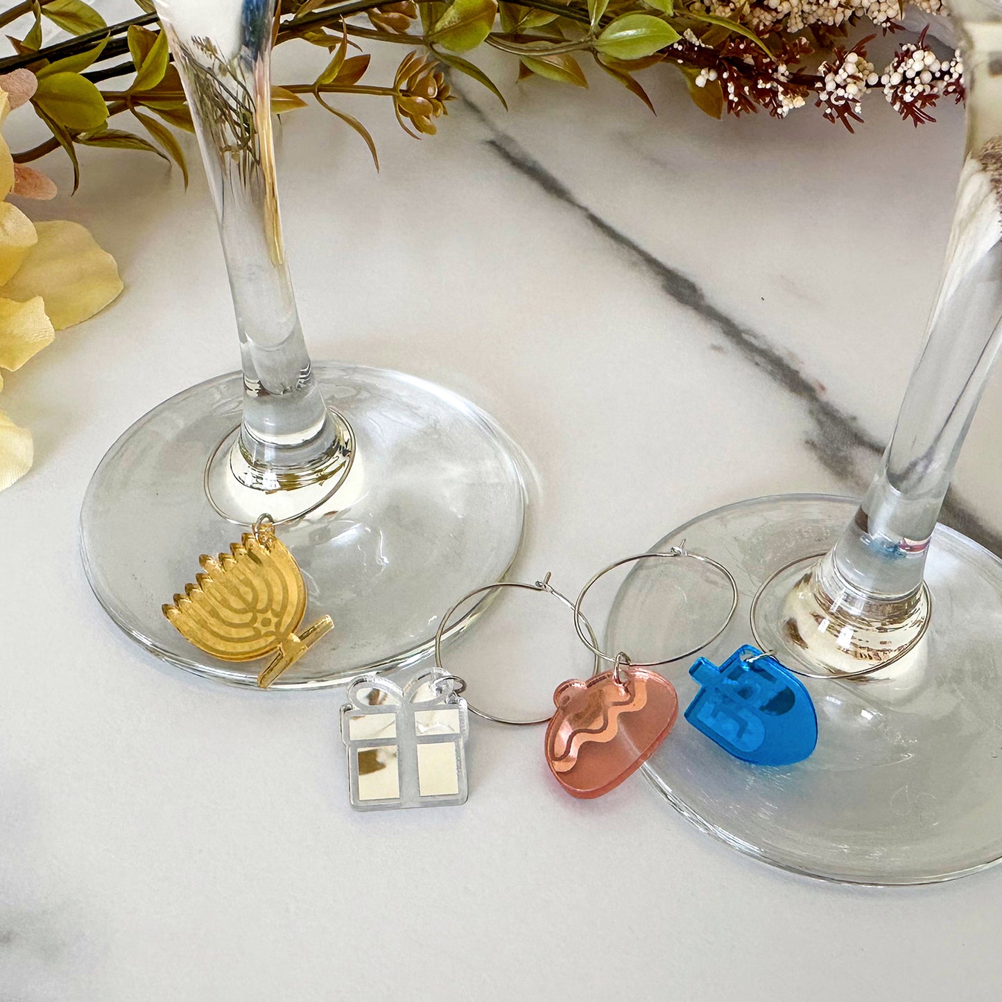 Hannukah Wine Charms (Set of 4)