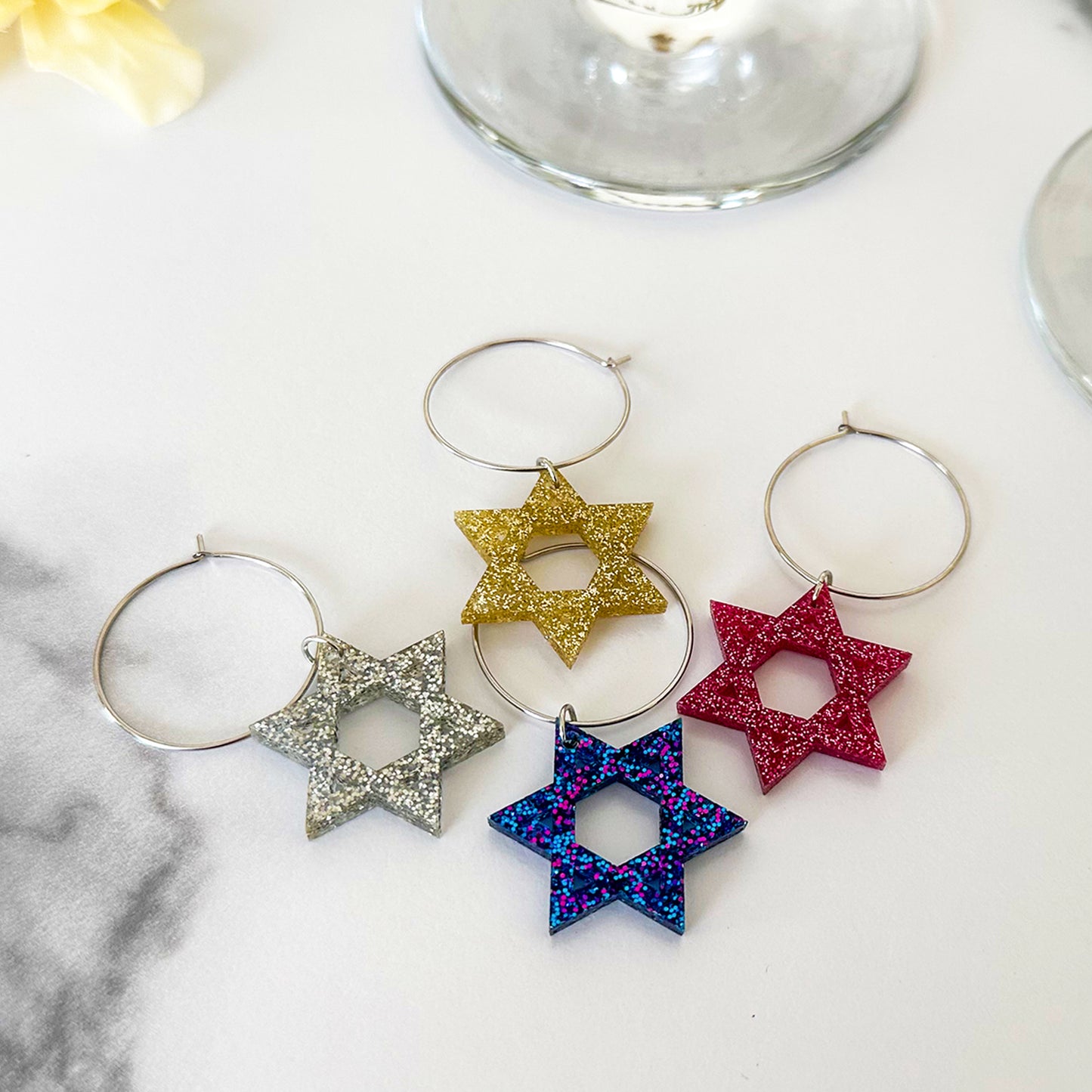 Jewish Star Wine Charms (Set of 4)