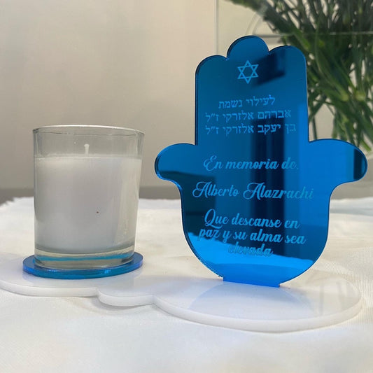 Personalized Ner Neshama Holder (Hamsa)