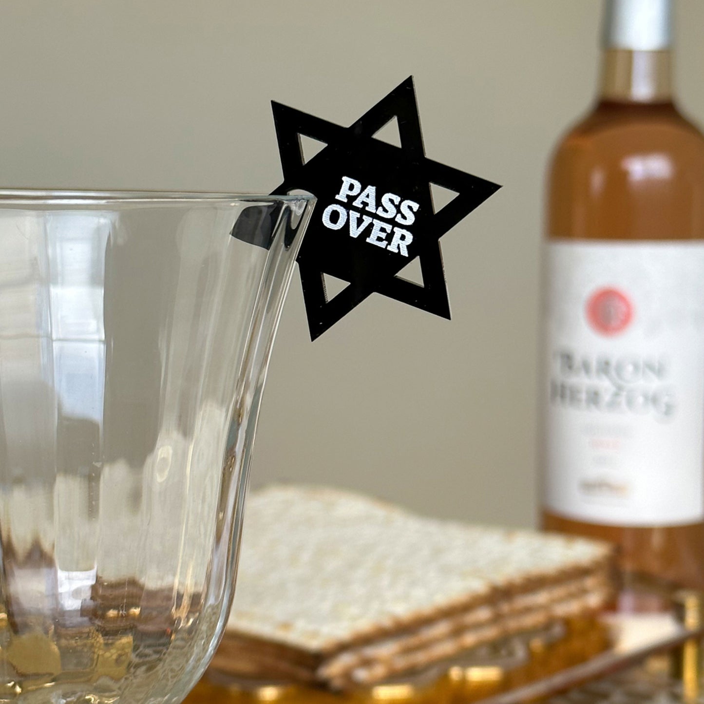 Acrylic Passover Wine Tag (English)