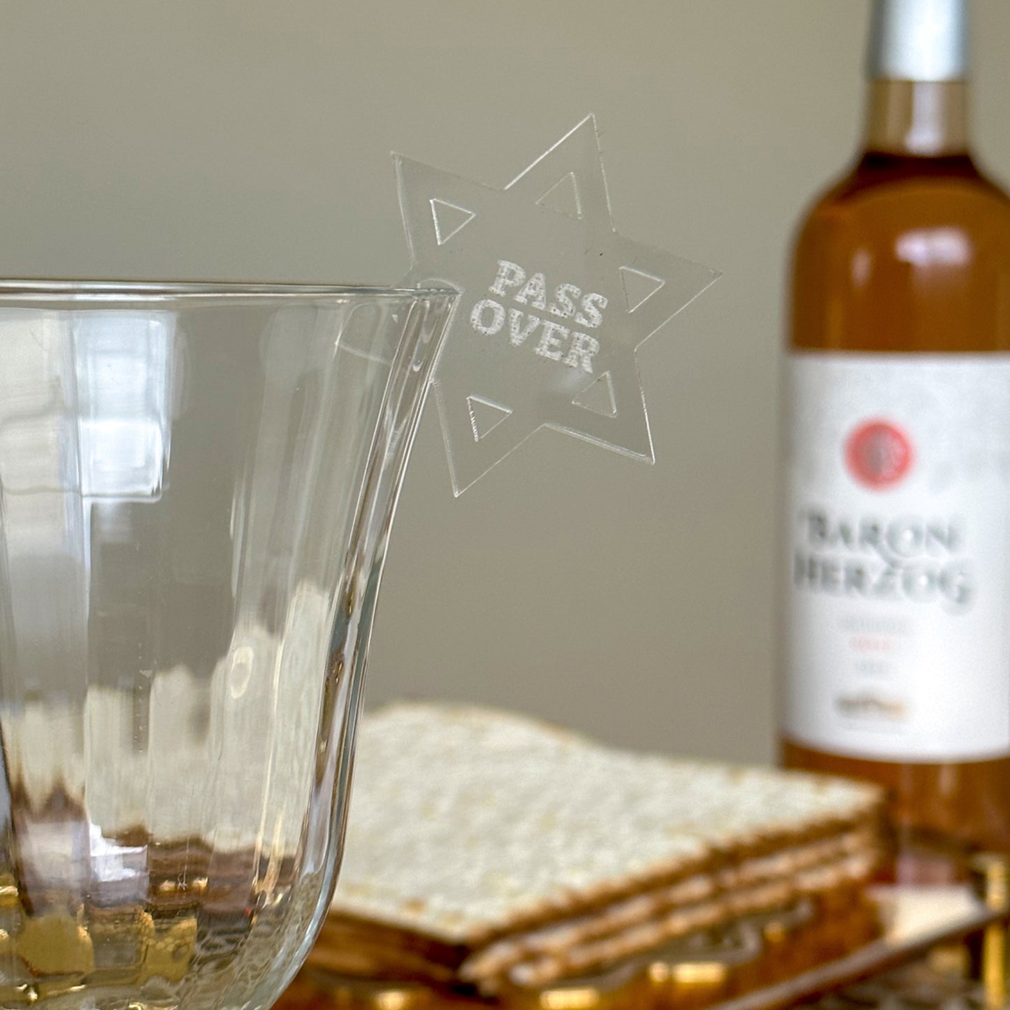 Acrylic Passover Wine Tag (English)