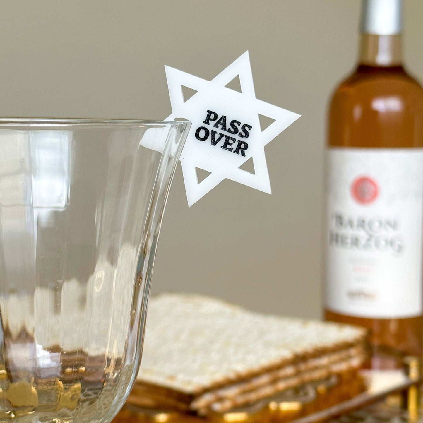 Acrylic Passover Wine Tag (English)