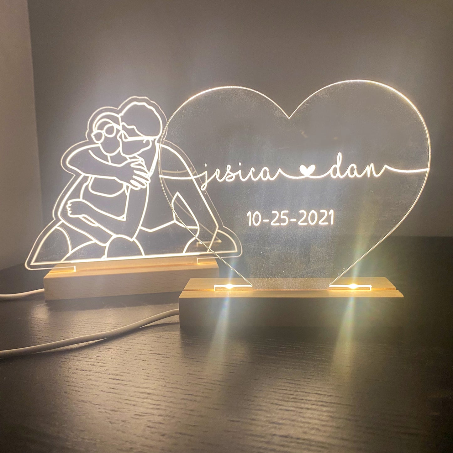 Personalized Heart Acrylic Night Light