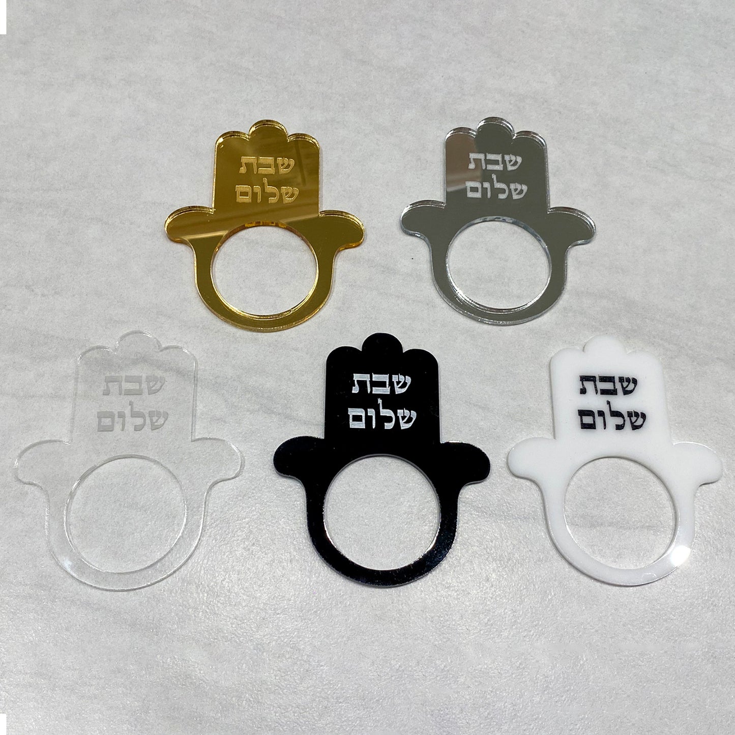Acrylic Hamsa Shabbat Shalom Napkin Ring
