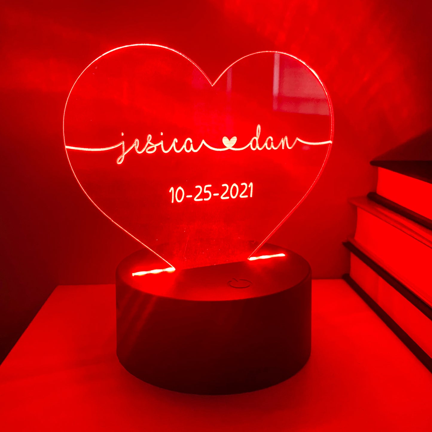 Personalized Color Changing Heart Acrylic Night Light