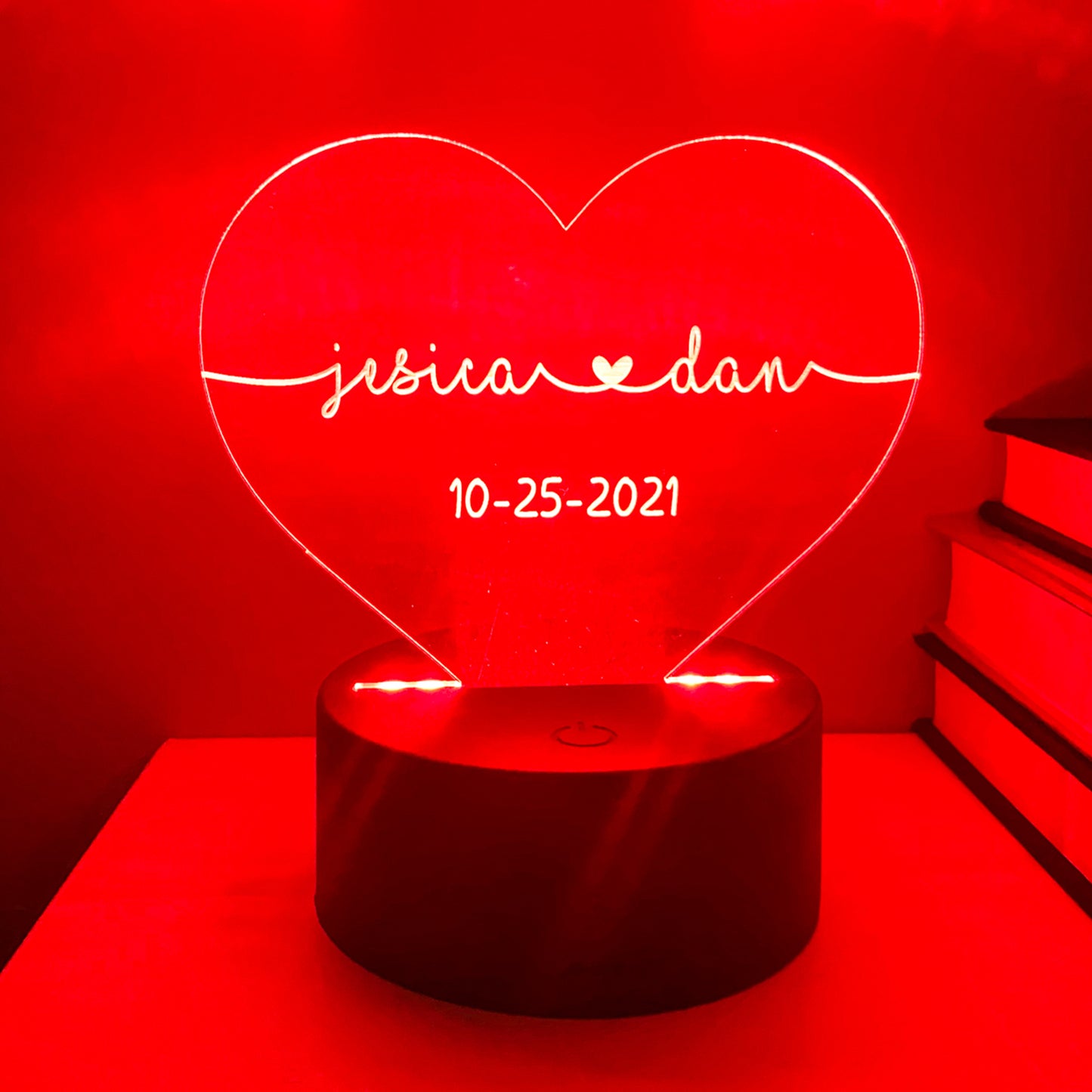 Personalized Color Changing Heart Acrylic Night Light