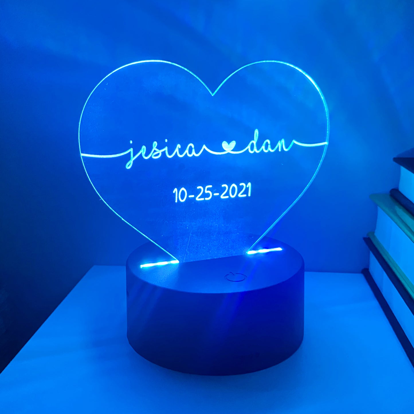 Personalized Color Changing Heart Acrylic Night Light