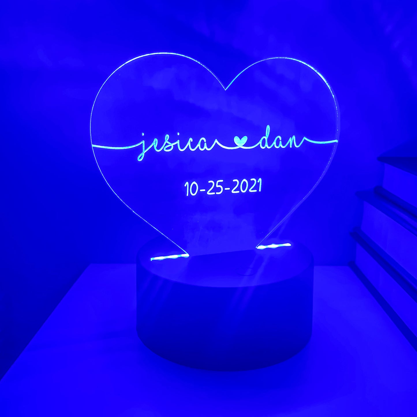 Personalized Color Changing Heart Acrylic Night Light