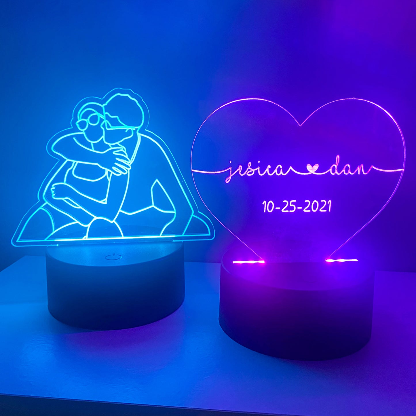 Personalized Color Changing Heart Acrylic Night Light